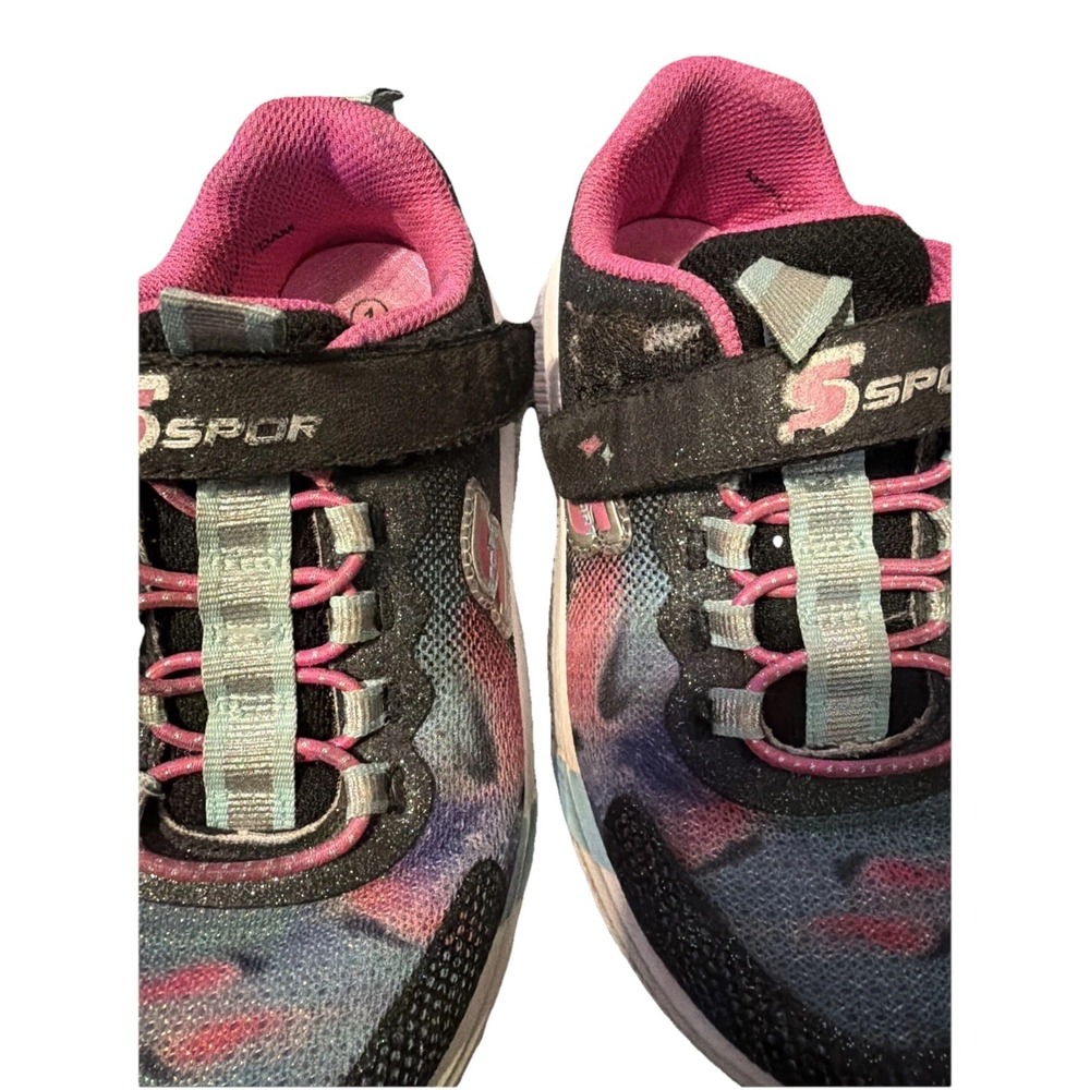 Slip On Bungee Laces hook & Loop Memory Foam Girls Sketchers S Sport CORA Size 1 - Picture 2 of 11